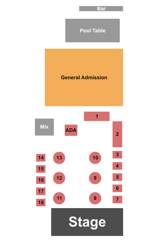 185 King Street Seating Chart: Endstage Tables