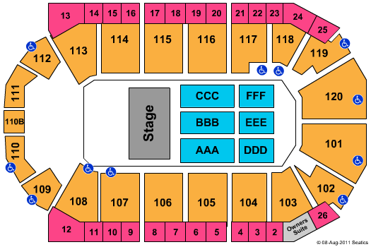 1stBank Center Seating Chart