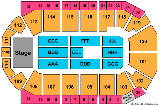 1stBank Center Seating Chart