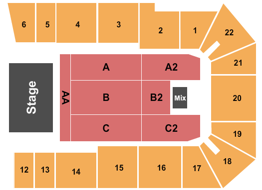 1st Summit Arena at Cambria County War Memorial Seating Chart: Endstage - AA Front