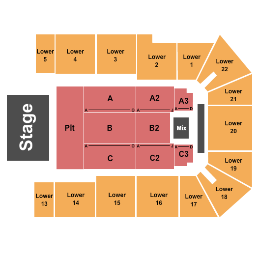 1st Summit Arena at Cambria County War Memorial Seating Chart: Brantley Gilbert