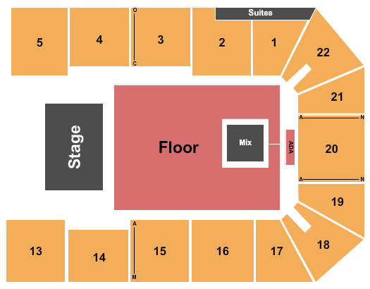 1st Summit Arena at Cambria County War Memorial Seating Chart: Endstage GA Floor 2