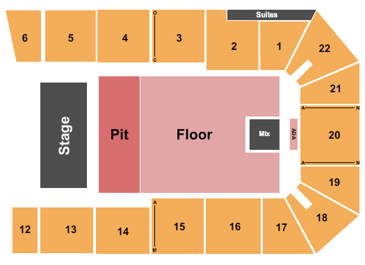 1st Summit Arena at Cambria County War Memorial Seating Chart: Endstage GA Floor & Pit