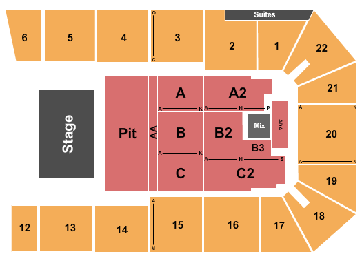 1st Summit Arena at Cambria County War Memorial Seating Chart: Endstage GA Pit