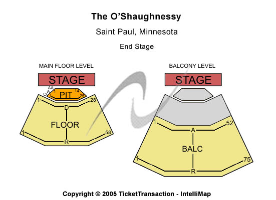 The O'Shaughnessy Seating Map