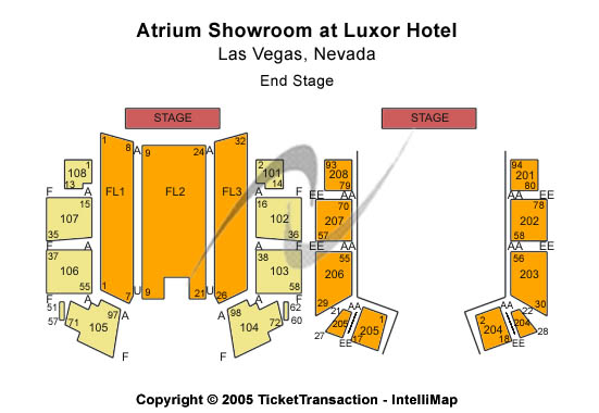 Atrium Showroom - Luxor Hotel Seating Chart