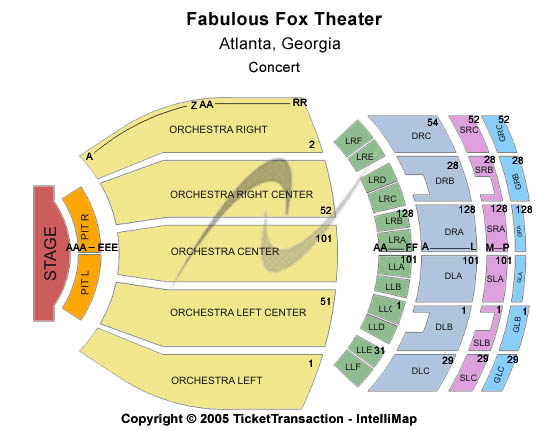 Fox Theatre Atlanta Seating Chart With Seat Numbers