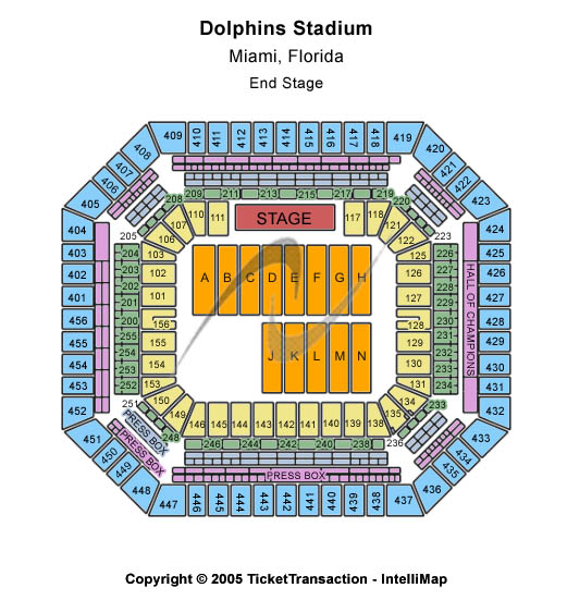 Hard Rock Stadium Seating Chart: End Stage