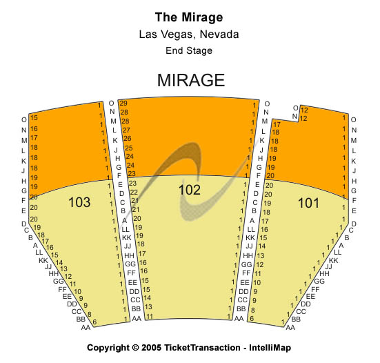 The Mirage Seating Chart