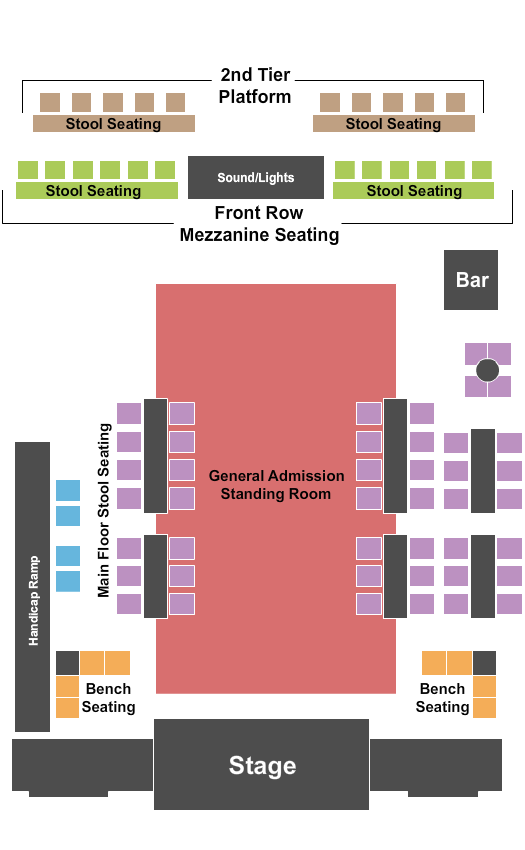 5 Points Music Sanctuary Seating Chart: GA/Stool/Bench/Mezz