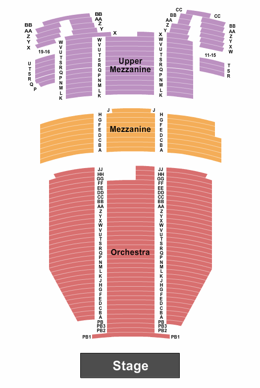 5th Avenue Theatre Seating Chart: Endstage - PB1 Start