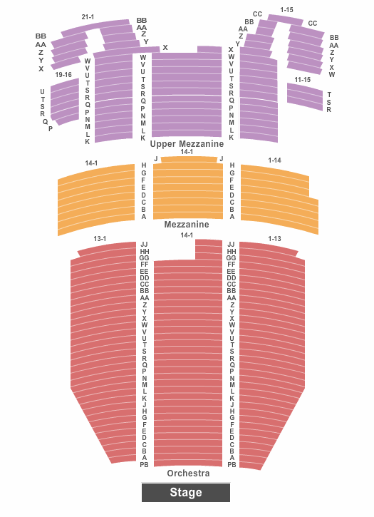 5th Avenue Theatre Seating Chart: End Stage