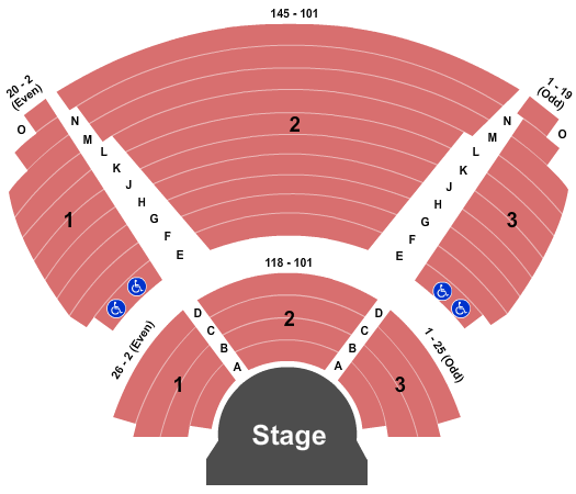 710 Main Theatre Seating Chart: End Stage