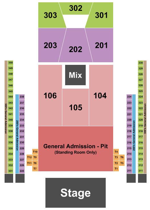 713 Music Hall Seating Chart: Endstage GA Pit