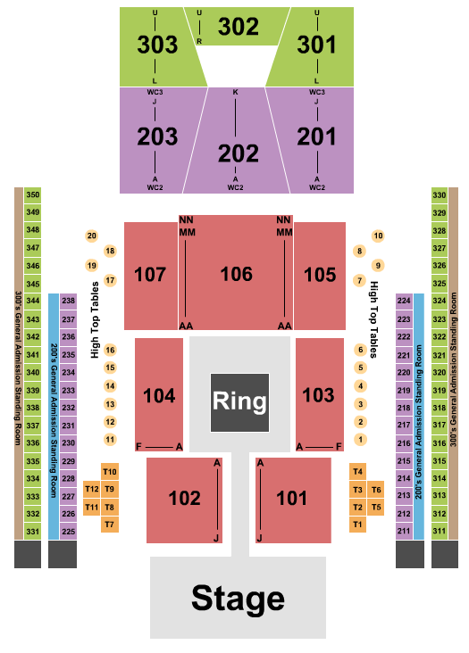 713 Music Hall Seating Chart: WWE
