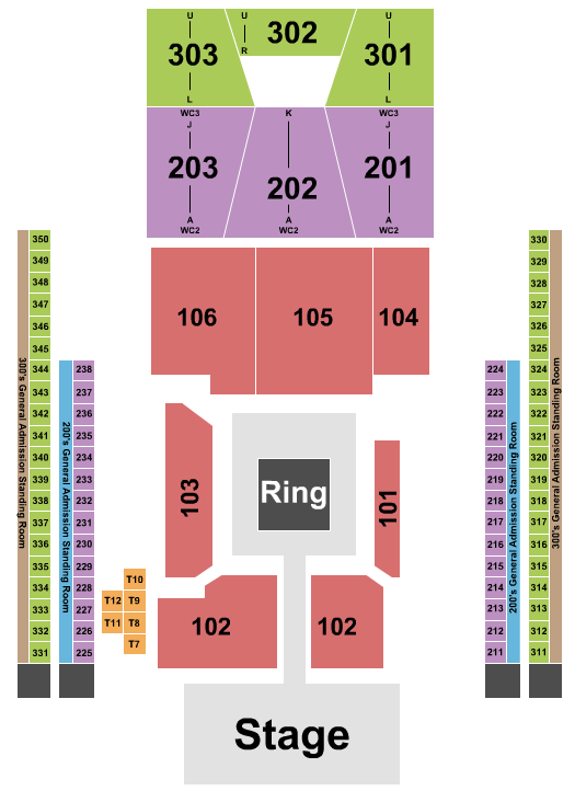 713 Music Hall Seating Chart: Wrestling