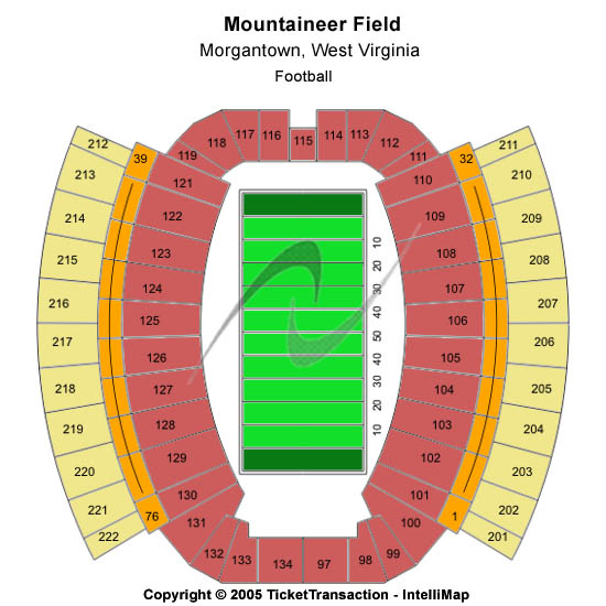 Mountaineer Field Seating Map
