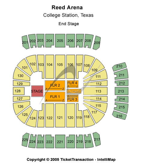 Reed Arena Seating Chart: End Stage