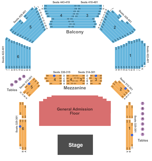 ACL Live At The Moody Theater Seating Chart: GA Flr and Tables