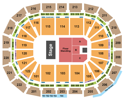 AO Arena Seating Chart: Endstage GA Floor 2