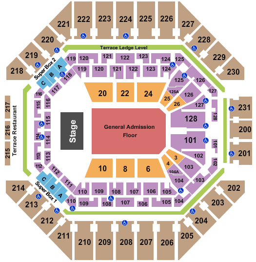 Frost Bank Center Seating Chart: End Stage with GA Floor