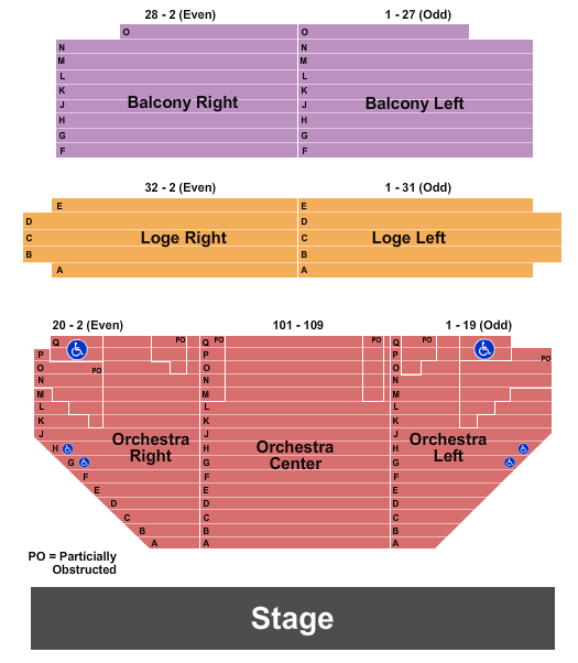 Academy of Music Theatre - MA Seating Chart: End Stage