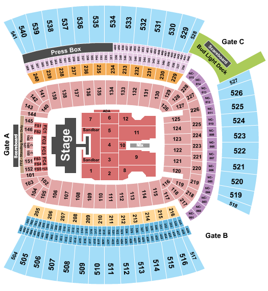 Acrisure Stadium Seating Chart: Kenny Chesney 2026
