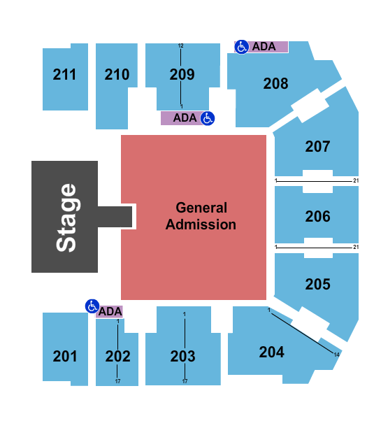 Adams Event Center Seating Chart: Endstage GA/Catwalk