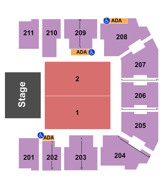 Adams Event Center Seating Chart: Endstage Floor