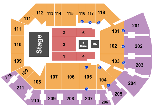 Addition Financial Arena Seating Chart: B Stage