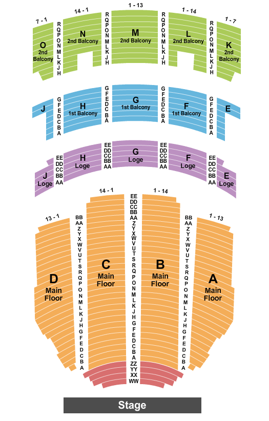 Adler Theatre Seating Chart: Endstage No Pit