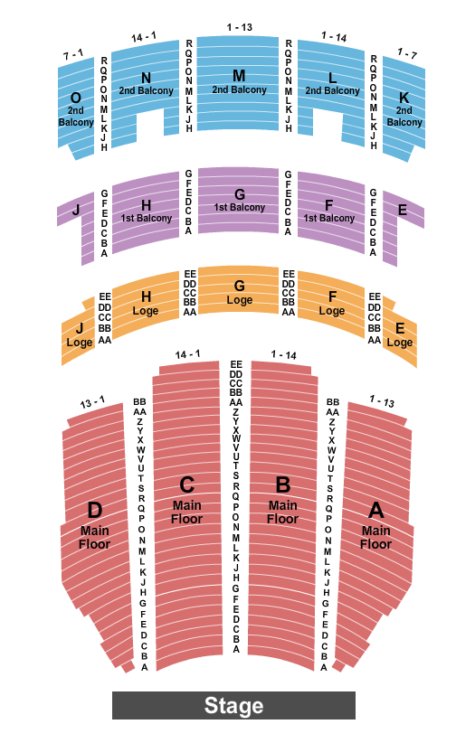 Adler Theatre Seating Chart: Endstage Orch Row A