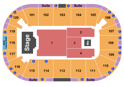 Agganis Arena Seating Chart: Endstage Flr 1 & 2-4
