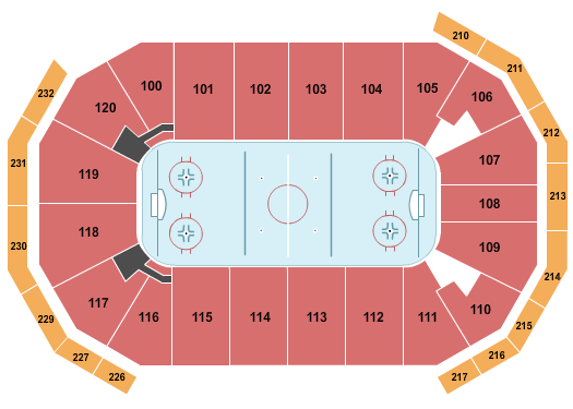 Akins Arena at The Classic Center Seating Chart: Hockey