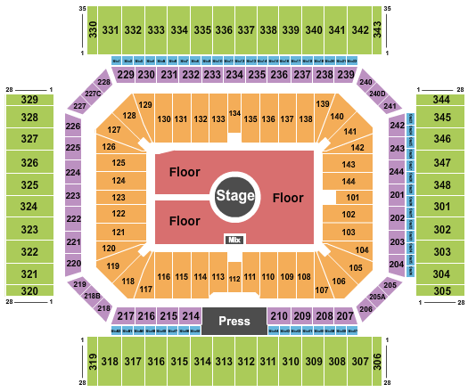 Alamodome Seating Chart: Center Stage GA Floor