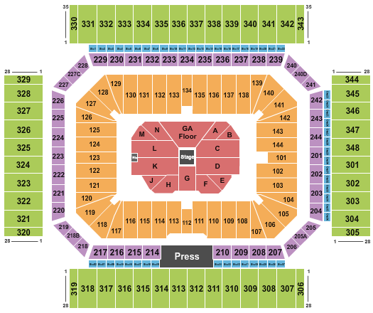 Alamodome Seating Chart: Center Stage 2