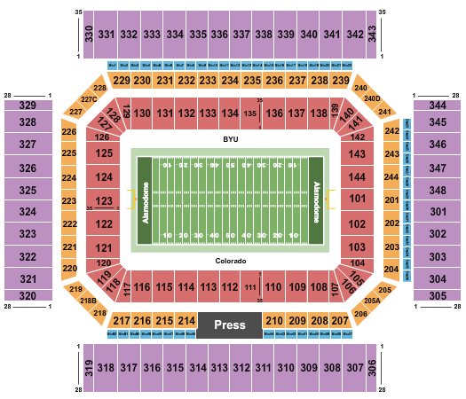 Alamodome Seating Chart: Football - Alamo Bowl