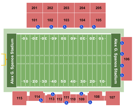 Alex G. Spanos Stadium Seating Chart: Football