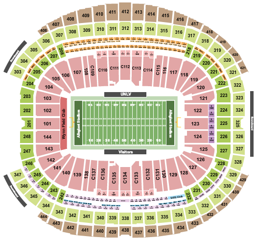 Allegiant Stadium Seating Chart: Football Row - College