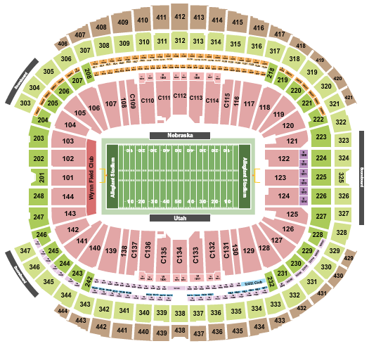 Allegiant Stadium Seating Chart: Football Row - College