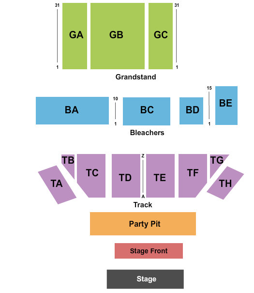 Allen County Fairgrounds - OH Seating Chart: Endstage Stage Front
