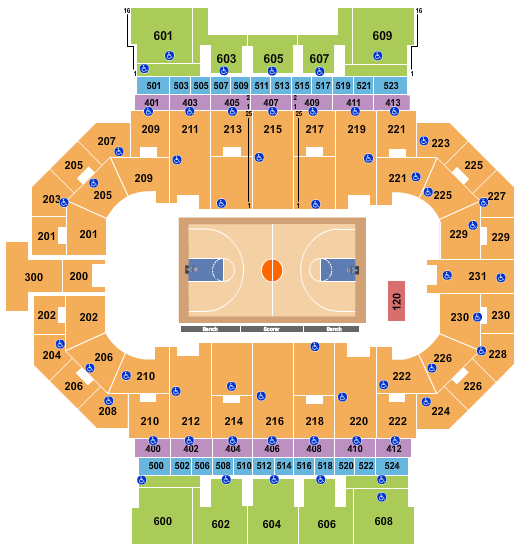 Allen County War Memorial Coliseum Seating Chart: Basketball - NCAA