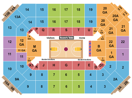 Allen Fieldhouse Seating Chart: Baskeball - Partial GA