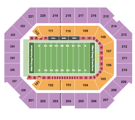 Alliant Energy PowerHouse Seating Chart: Football