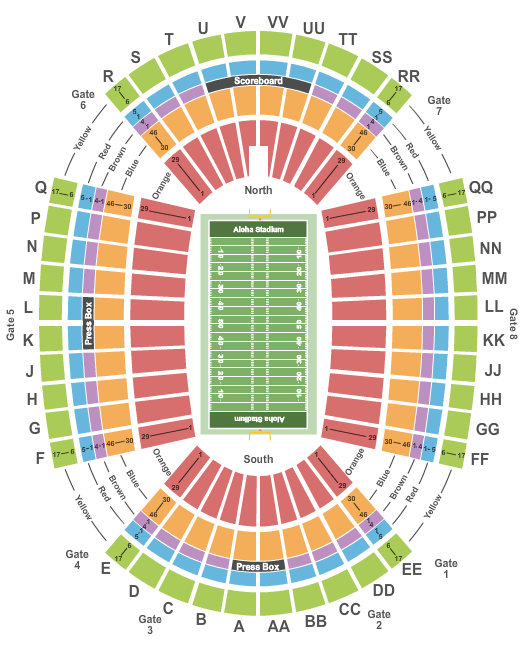Aloha Stadium Seating Chart: Football
