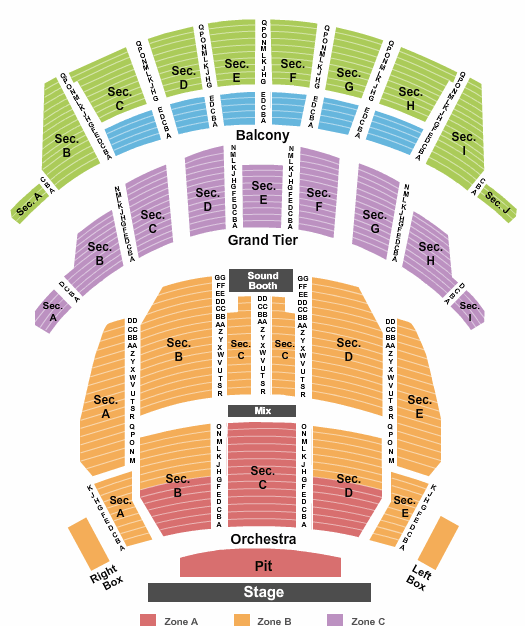 Altria Theater - Richmond Seating Chart: End Stage Zone