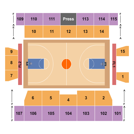 Alumni Hall - RI Seating Chart: Basketball