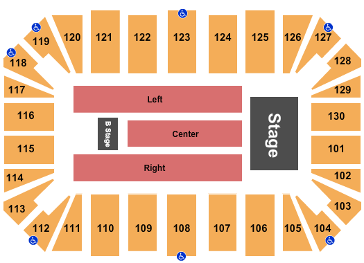 Amarillo Civic Center Seating Chart: Endstage with B Stage