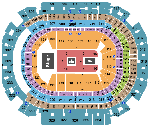 American Airlines Center Seating Chart: Cyndi Lauper