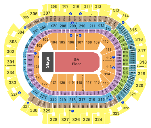 American Airlines Center Seating Chart: End Stage GA